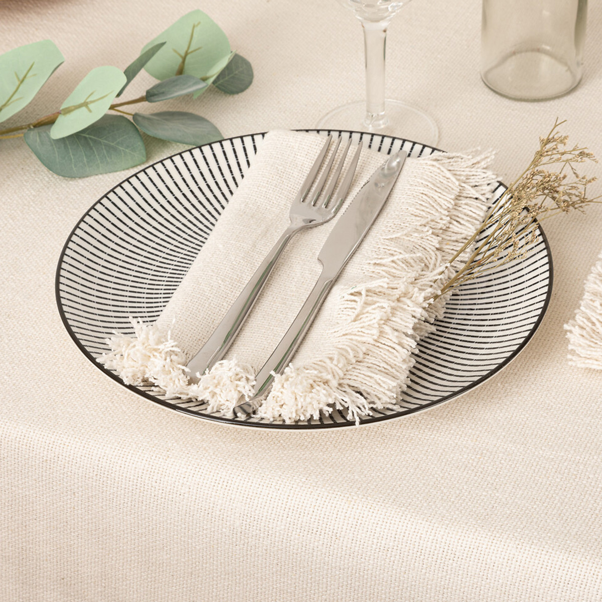 Set di 2 tovaglioli "Maha" Bianco, 40x40 cm Bianco