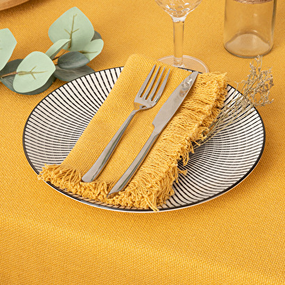 Set di 2 tovaglioli "maha" giallo senape, 40x40 cm