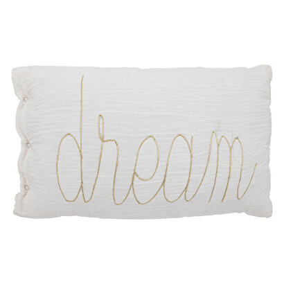 Cuscino rettangolare "lili" garza di cotone, bianco, 50x30 cm