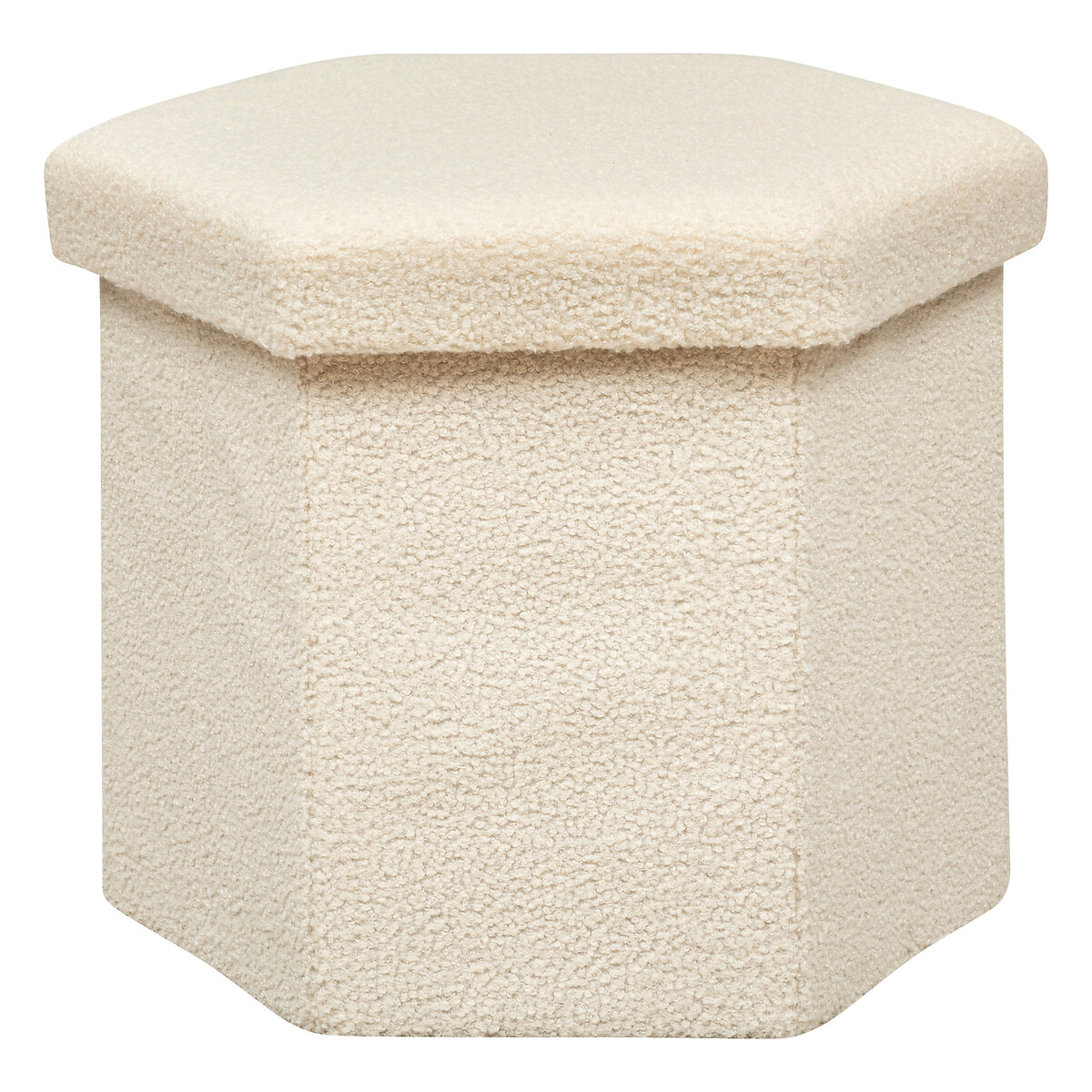 Pouf pieghevole "Jaiko" Bouclette, 40x38 cm Bianco avorio