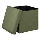 Pouf pieghevole "Lilou" Velluto, 38x38 cm Verde cachi