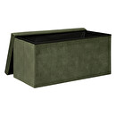 Pouf pieghevole doppio "Lilou" Velluto, 76x38 cm Verde cachi