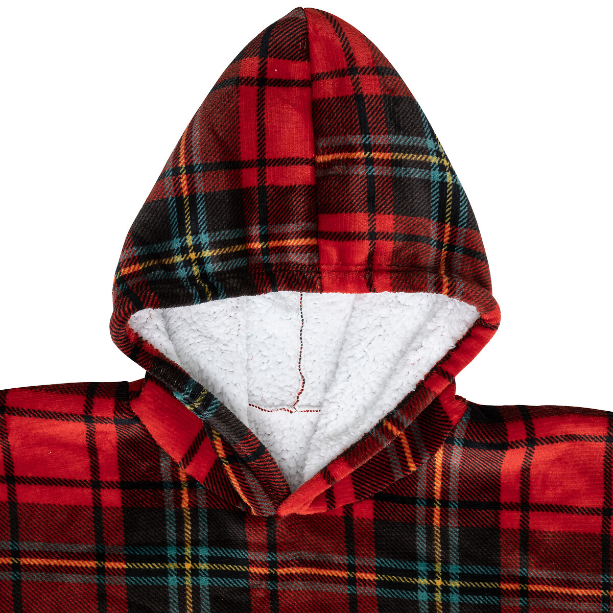Coperta con maniche "Hoodie" Rosso, stampa tartan, 85x118cm Rosso
