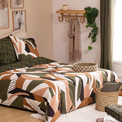 Completo letto 3 pezzi "arik" verde kaki, 240x220 cm