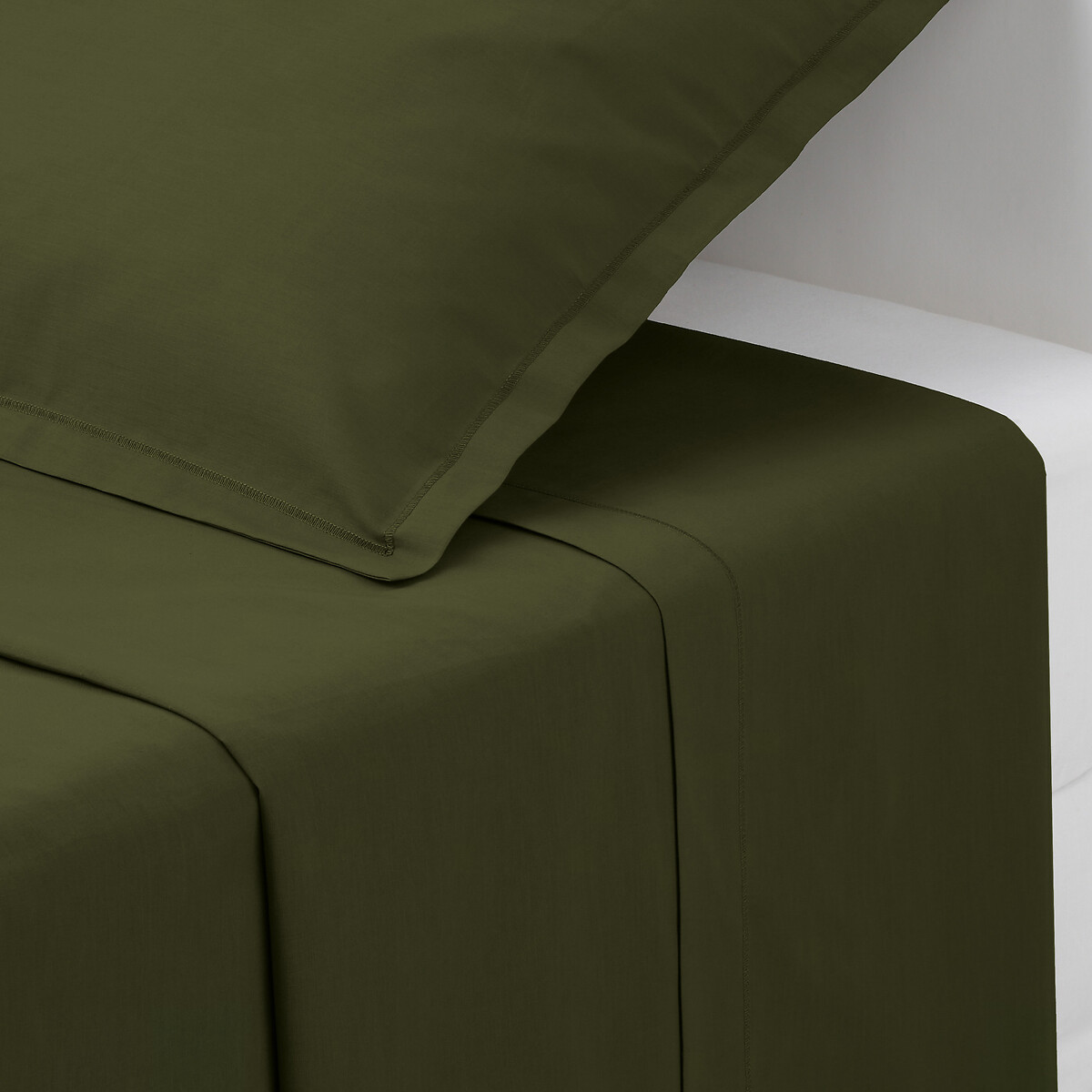 Lenzuolo piano in cotone Verde kaki, 180x290 cm Verde cachi
