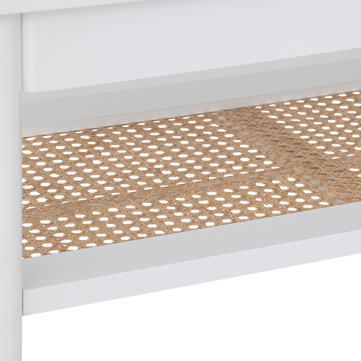 Consolle "Cabras" Legno bianco, Rattan, L.110 cm Bianco