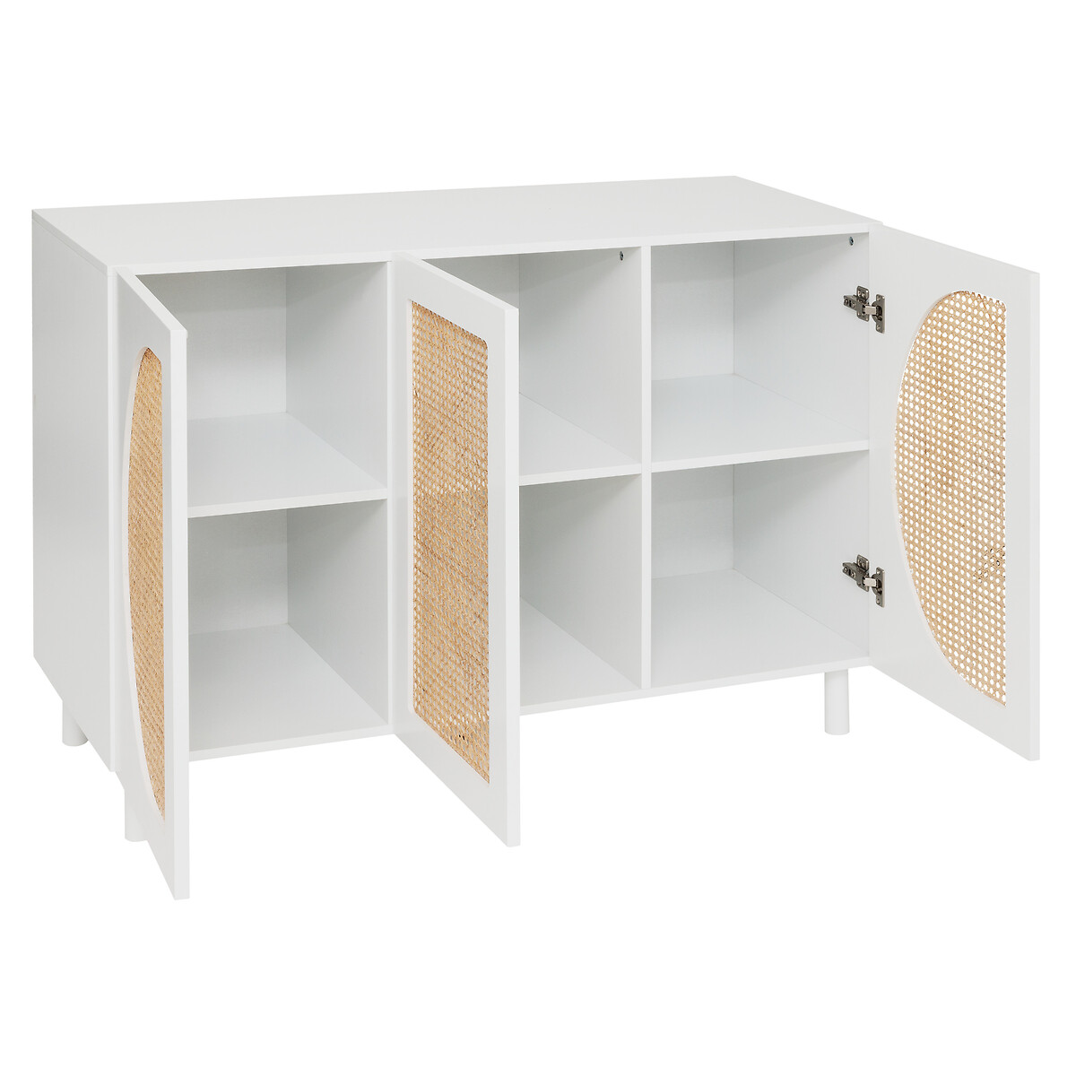 Credenza a 3 ante "Cabras" Bianco, Rattan, 120x85cm Bianco