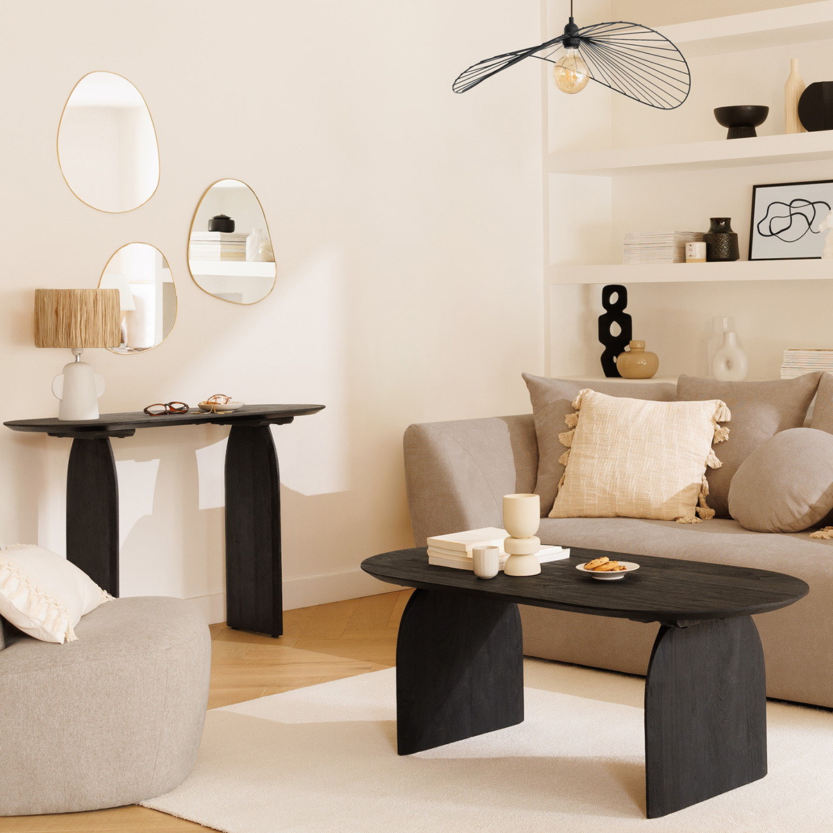 Consolle "Isana" Legno di mango, Nero, L.110 cm Nero