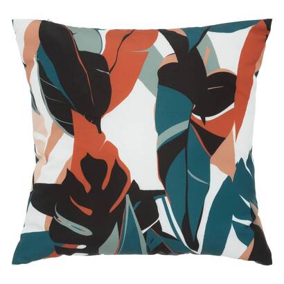 Cuscino decorativo per interni ed esterni deyo con motivo a foglie blu pavone 40 x 40 cm - poliestere