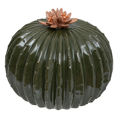 Cactus decorativo, ceramica verde, h.15 cm