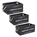 Set di 3 cassette di legno "Denys" Grigio, L.23/29/35 cm Grigio