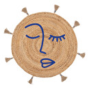 Tappeto in juta "Soleya" Design blu, D.80 cm Beige