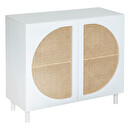 Credenza 2 ante "Cabras" Legno bianco, Rattan, 94x86 cm Bianco