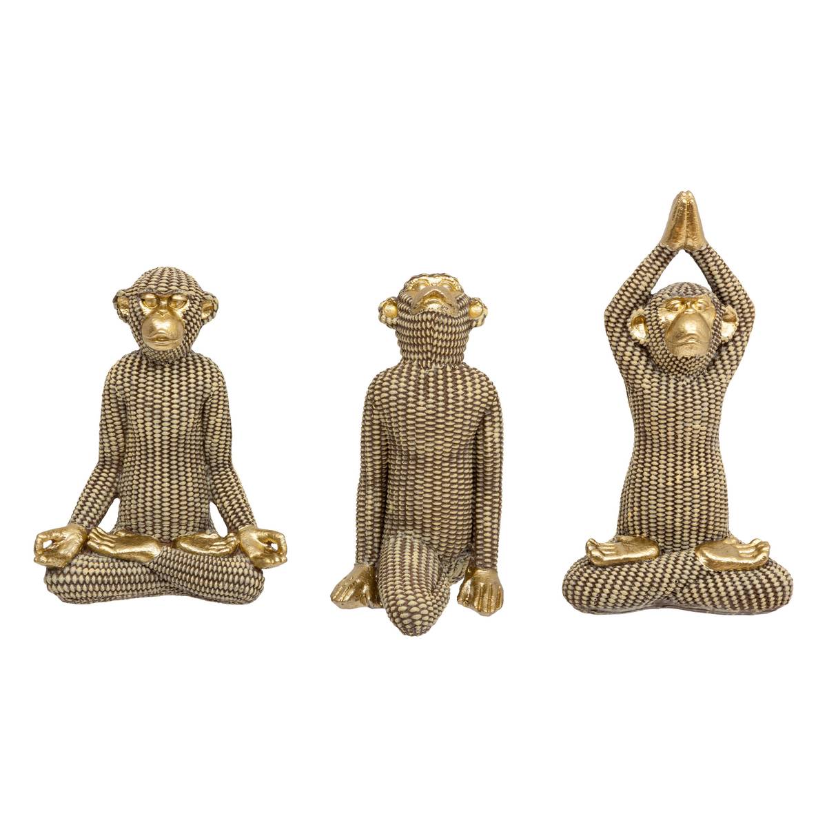 Statua di scimmia yoga Dorato, H.18 cm Modello 1