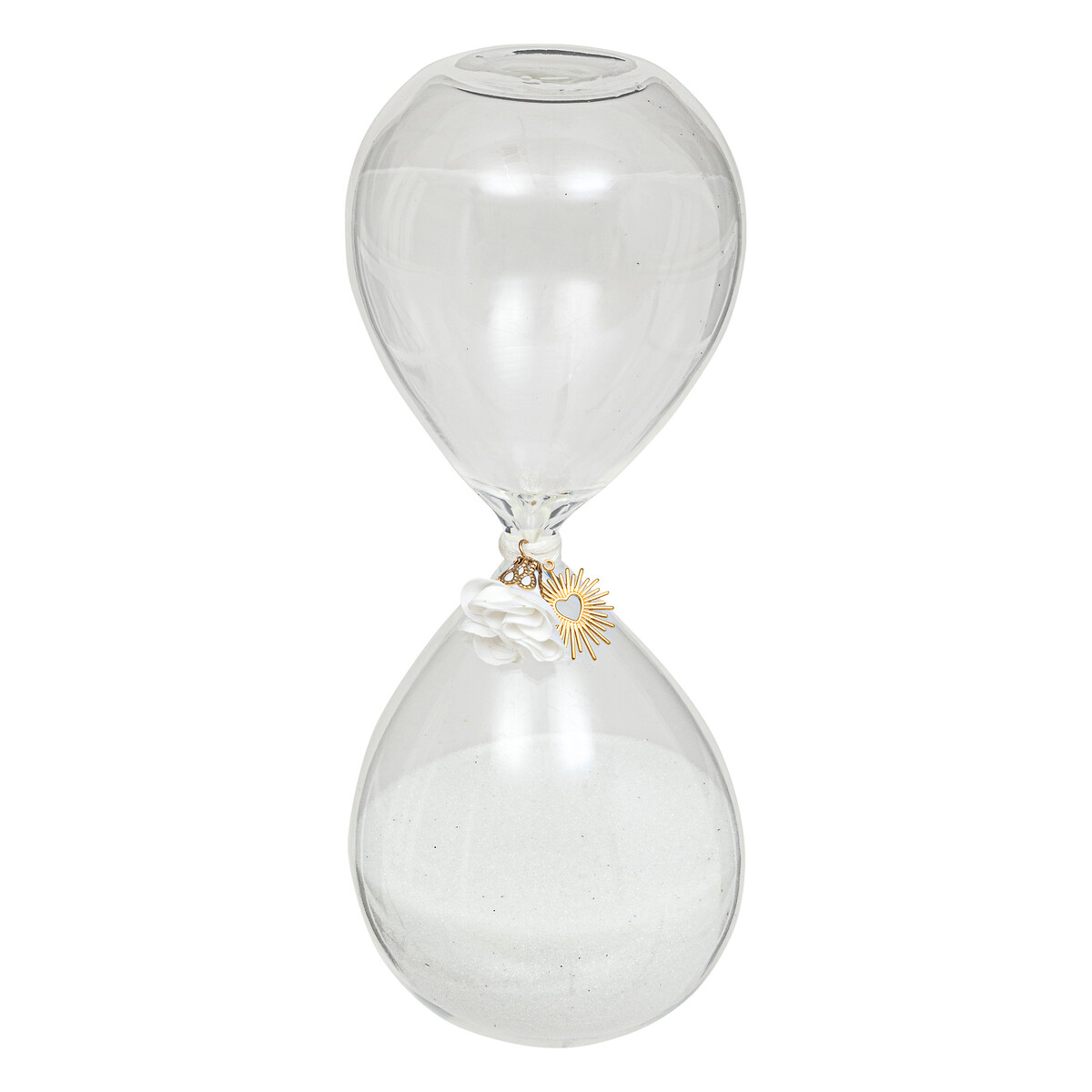 Clessidra in vetro "Floral" H.20 cm Bianco