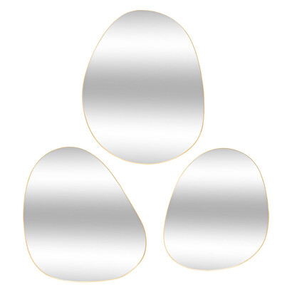 Set di 3 specchi organici "lida" dorato, l.32/44,5/47 cm