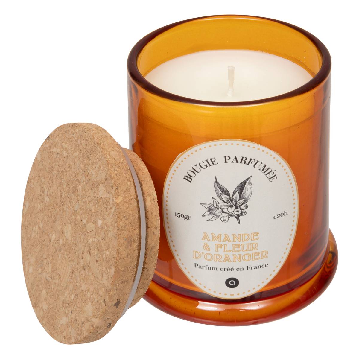 Candela profumata "Hapo" Mandorla e fiori d'arancio, 150g Mandorla e fiori d'arancio
