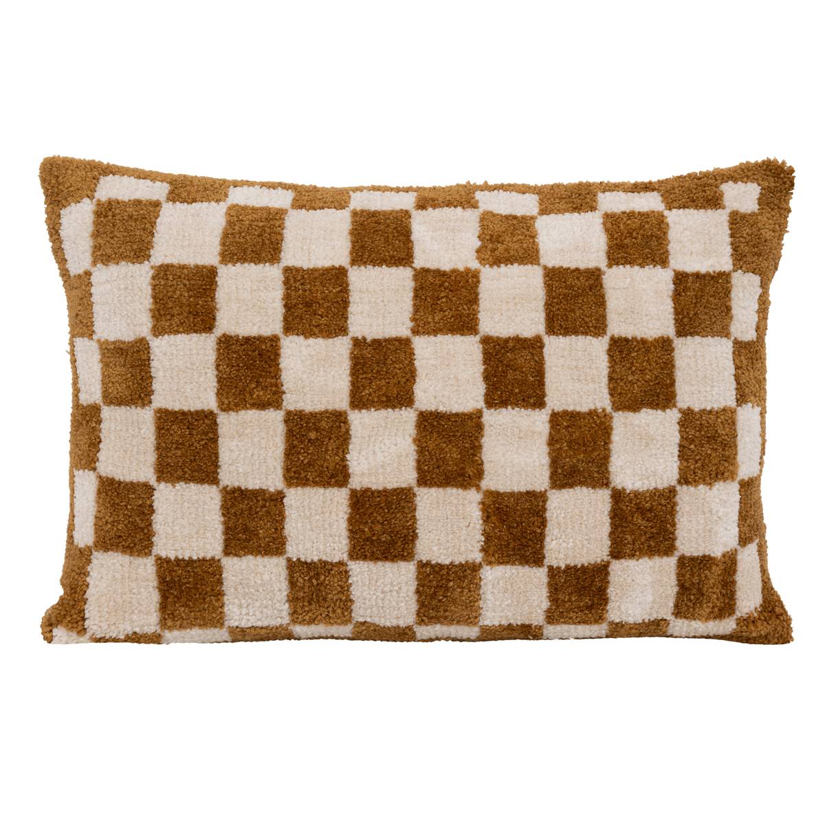 Cuscino a scacchi "Itha" Giallo ocra, 38x58 cm Ocra