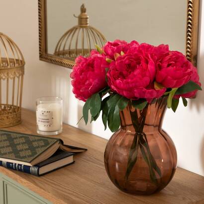 Bouquet di 4 peonie artificiali "bely" rosa, h.31 cm