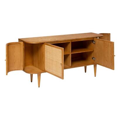 Credenza 4 ante "kisco" rattan, 150x75 cm
