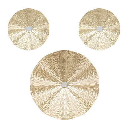 Set di 3 decorazioni da parete "leslie" dorato, d.22/22,5/33,5 cm