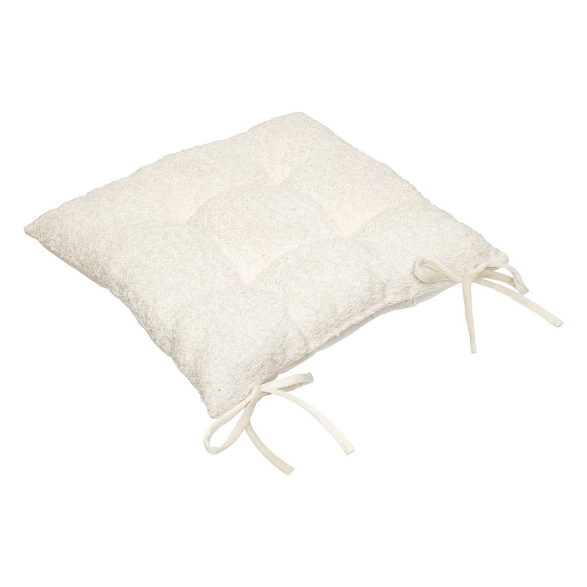 Cuscino per sedia boucl&eacute; "Soana" Boucle, Bianco avorio, 38x38 cm Bianco avorio
