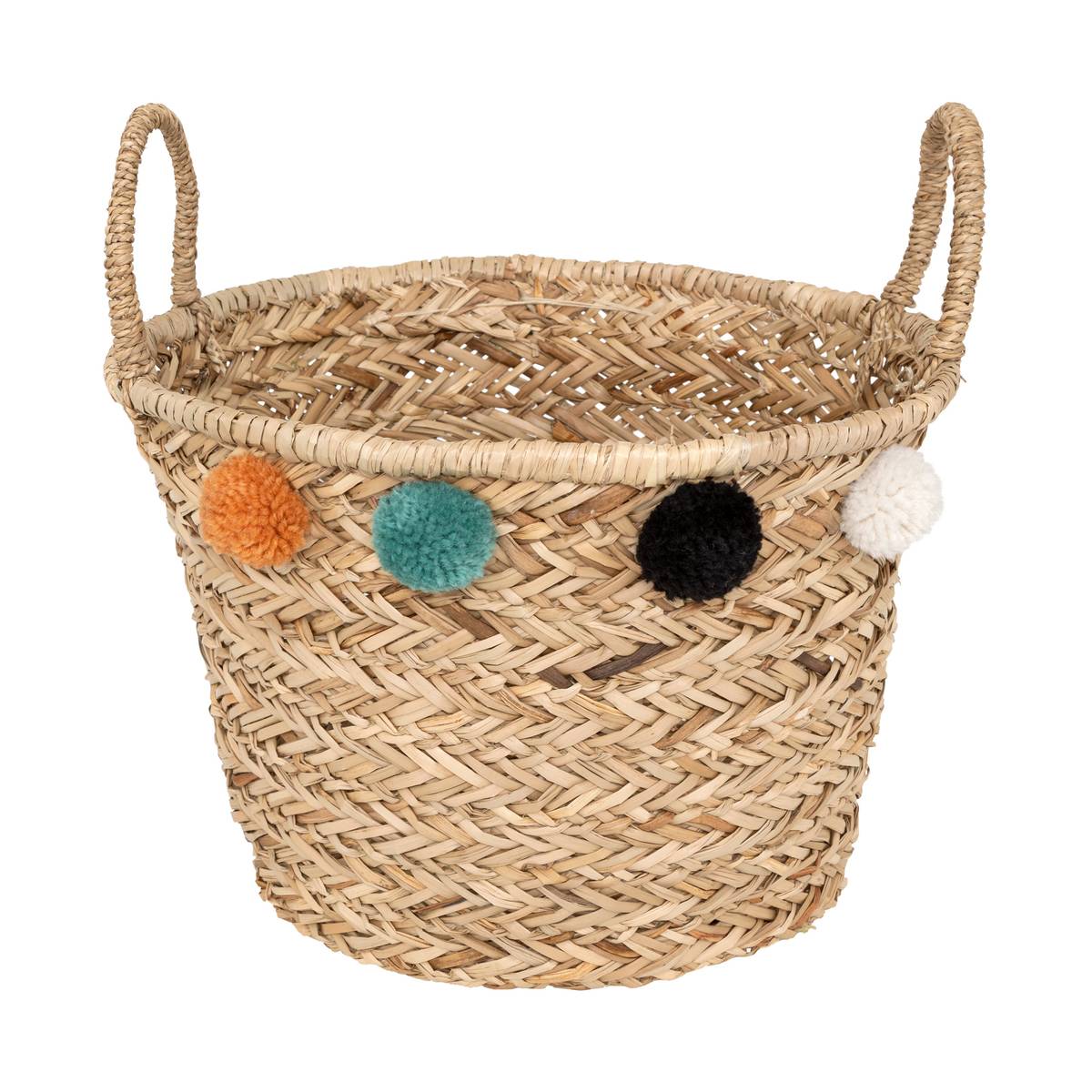 Cestino per bambini con pompon "Livi" D.41 cm Beige