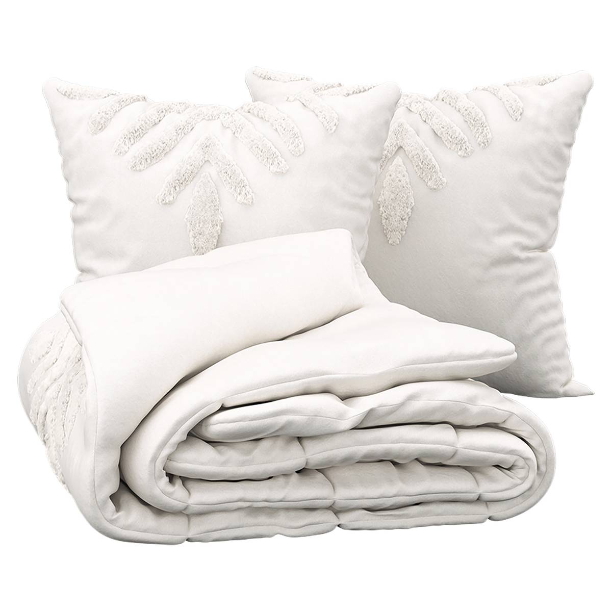 Completo letto 3 pezzi "Inuit dreams" Bianco avorio, 240x220 cm Bianco avorio