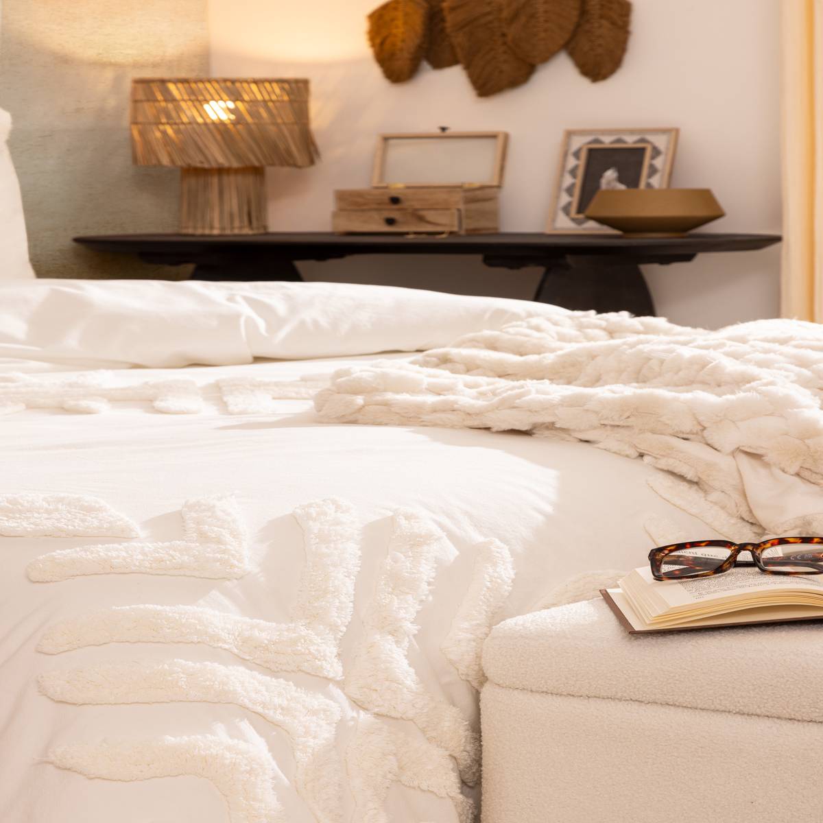 Completo letto 3 pezzi "Inuit dreams" Bianco avorio, 240x220 cm Bianco avorio