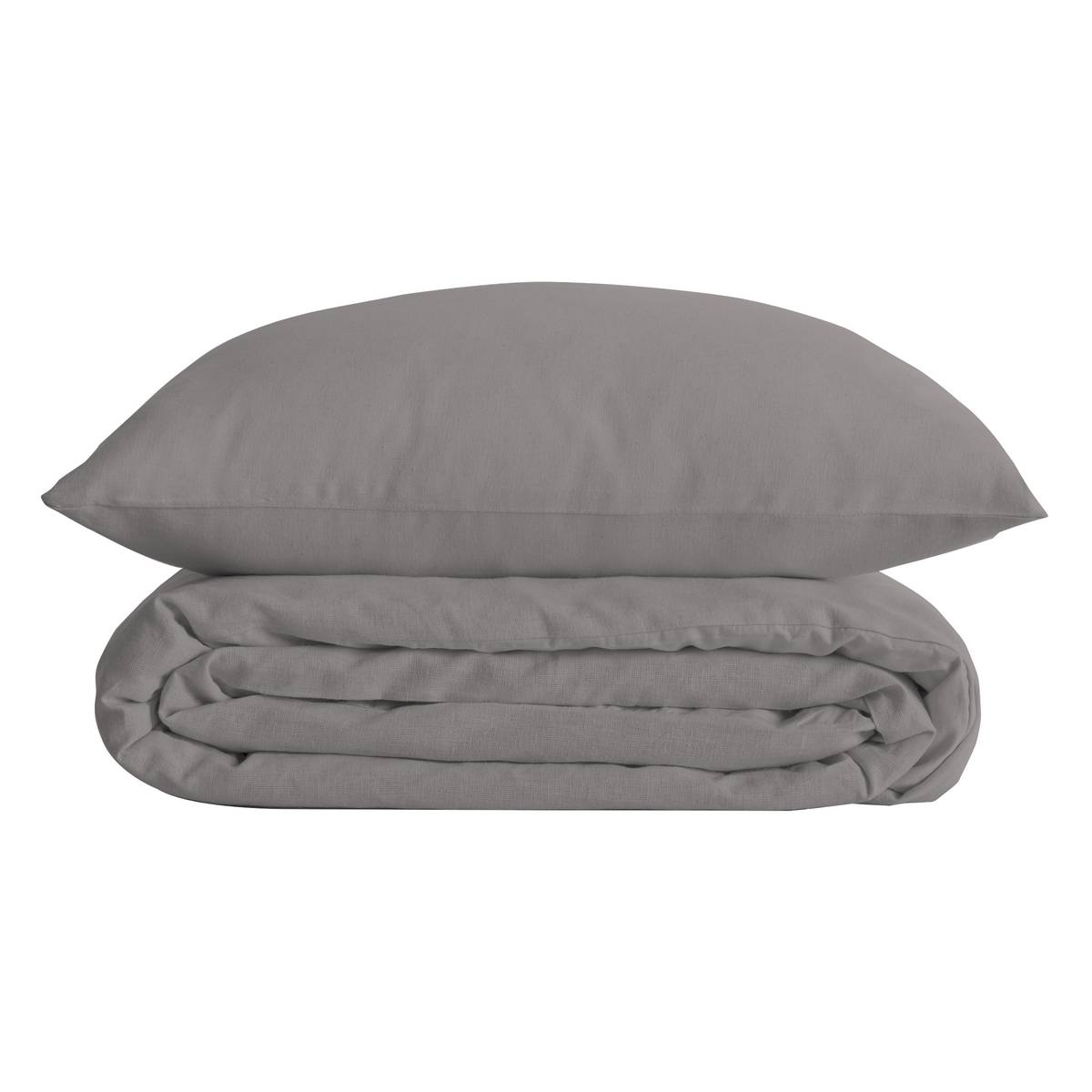 Completo letto 3 pezzi "Landiha" Percalle, Beige lino, 240x220 cm Grigio