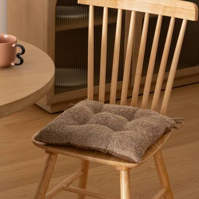 Cuscino per sedia boucl&eacute; "soana" lino beige, 38x38 cm