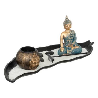 Giardino zen in legno "shamy" nero, 37x15 cm