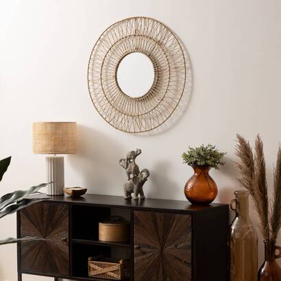 Specchio con corda 'millie' beige, h.75 cm