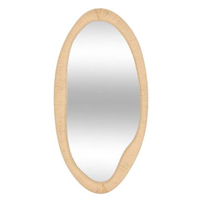 Specchio con corda organica "laia" beige, h.114 cm