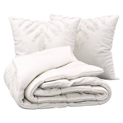 Completo letto 3 pezzi "inuit dreams" bianco avorio, 240x220 cm