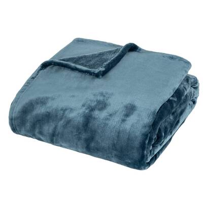 Plaid in flanella "cuddly" blu egeo, 180x230 cm