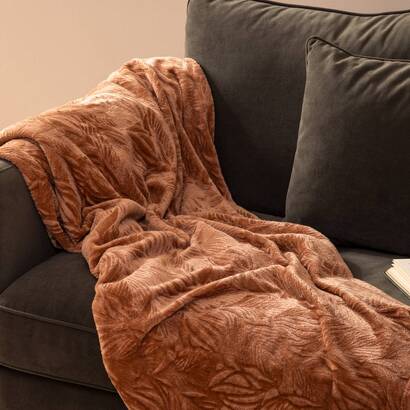 Plaid in flanella "ryo" terracotta, 125x150 cm