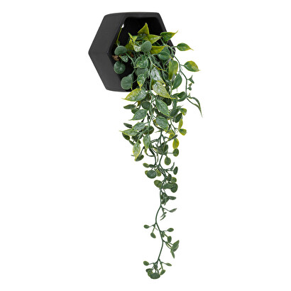 Pianta artificiale sospesa "ayame" vaso nero, h.14 cm