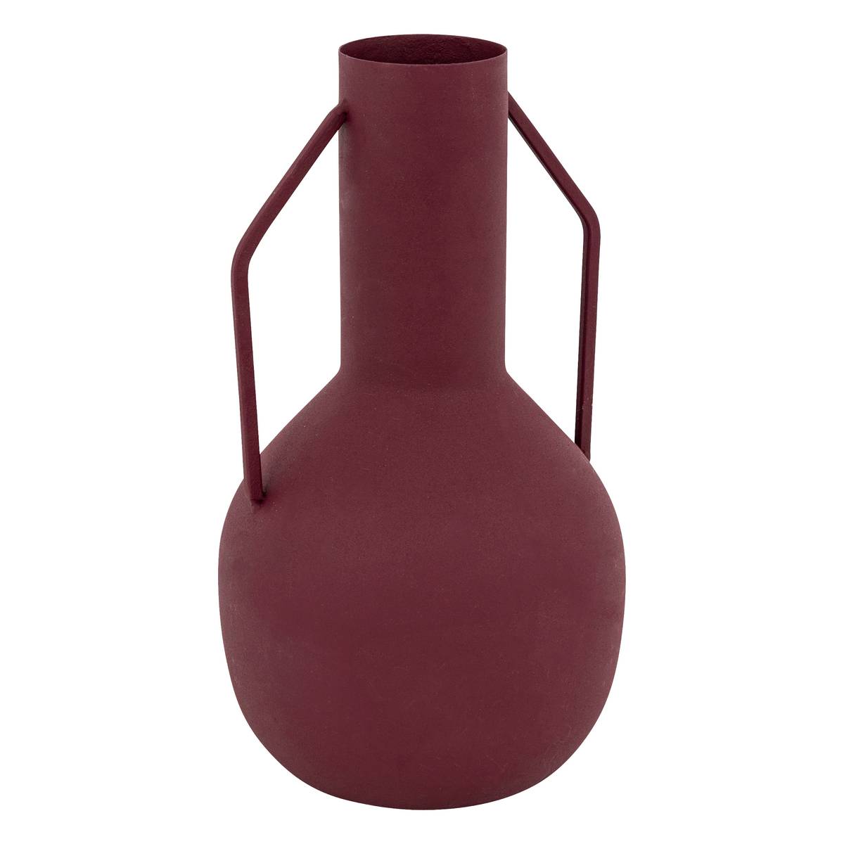 Vaso in metallo "Sylvain" Rosso rubino, H.20 cm Beige lino