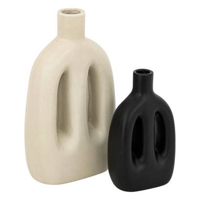 Set di 2 vasi "sogni inuit" ceramica, h.14/20 cm