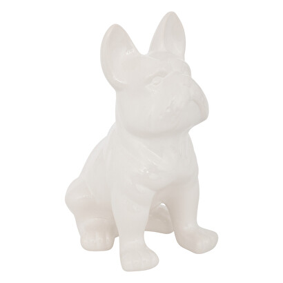 Statuetta "bulldog", ceramica bianco, h.12 cm