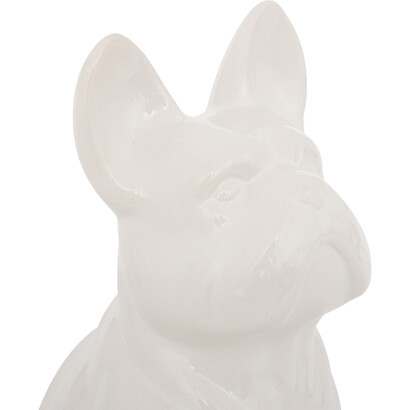 Statuetta "bulldog", ceramica bianco, h.12 cm