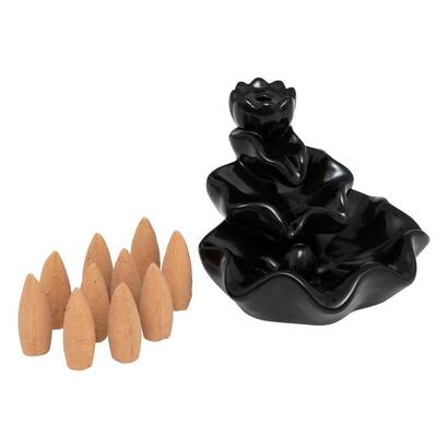 Fontana d'incenso "iloe" legno di sandalo, nero, 9,5x10,5 cm