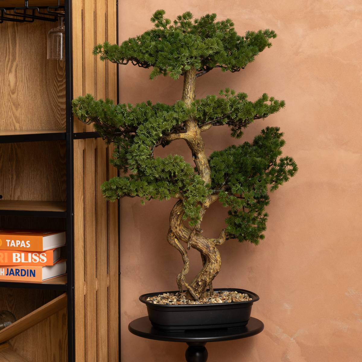 Bonsai artificiale in vaso "Polin" Vaso in ceramica, H.86 cm Verde