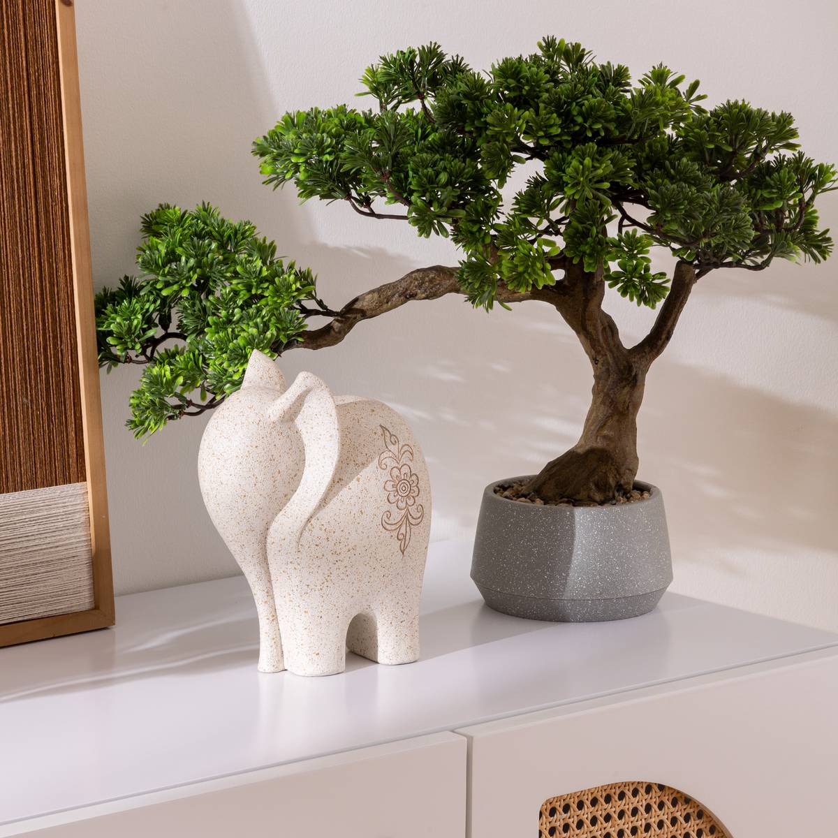 Bonsai artificiale in vaso "Polin" Vaso in ceramica, Verde, H. 45 cm Verde