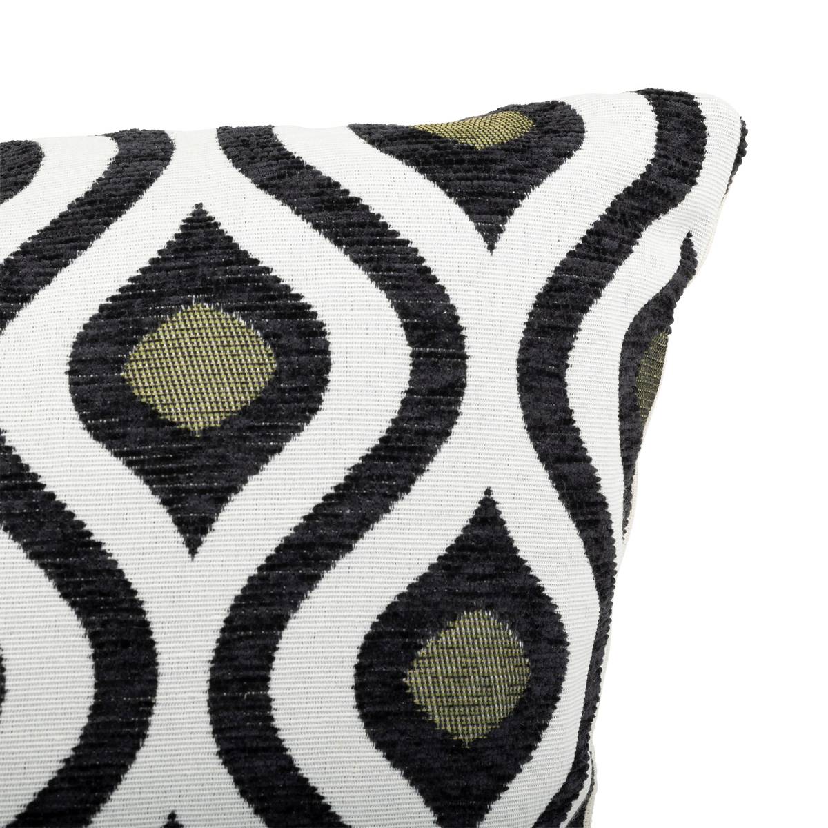 Cuscino "Twisted Lime" Jacquard, Nero e Bianco, 58x38 cm Bianco e nero