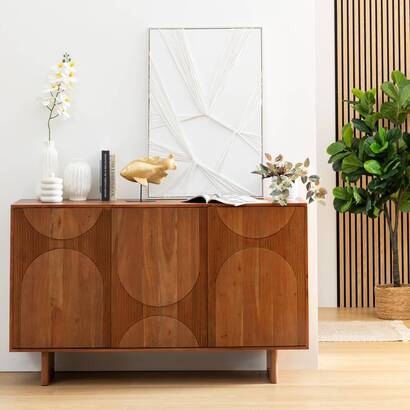 Credenza a 3 ante "nanda" acacia, marrone, 150x90,5 cm