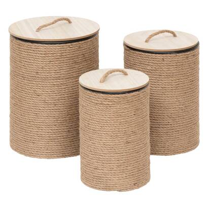 Set di 3 cestini "bill" beige, d. 36 x h. 49,5 cm