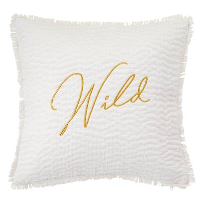 Cuscino ricamato "wild" bianco, 45x45 cm