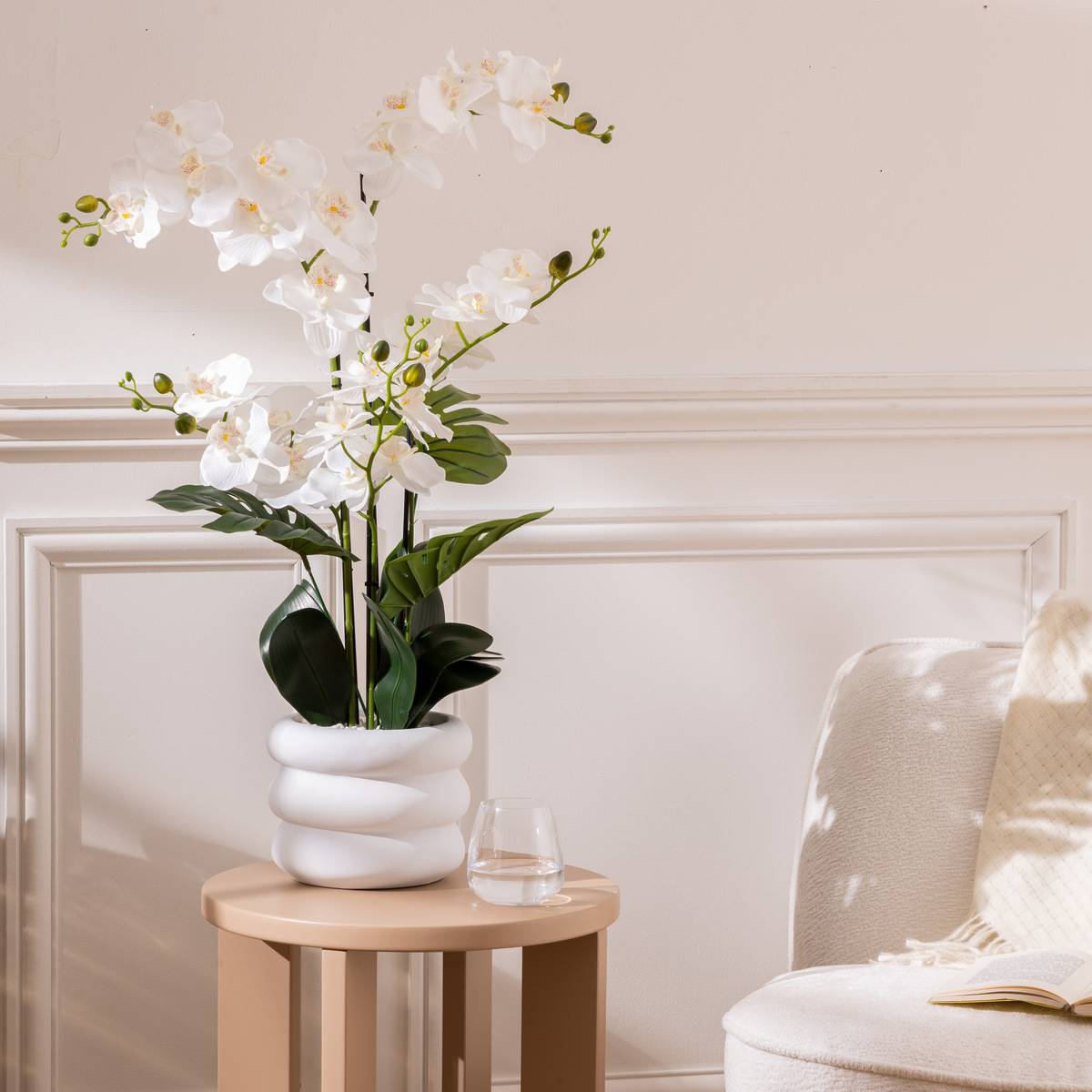Orchidea artificiale in vaso "Mick" Vaso in ceramica, Bianco, H.80 cm Bianco